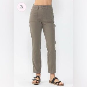 Judy Blue High Waist Cargo Jeans Slim Fit Carpenter Olive Pants Size 11/30